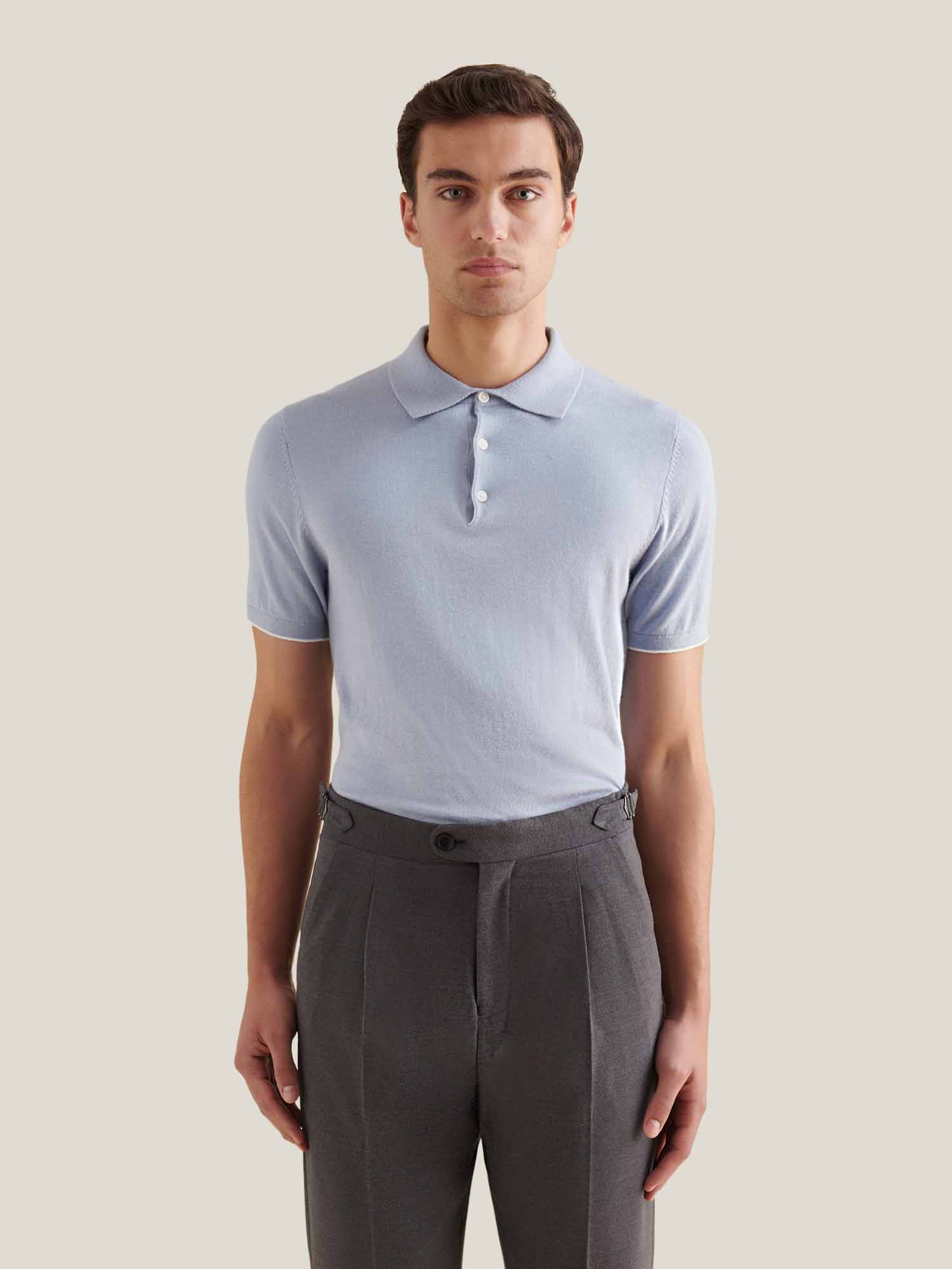 Peckham Rye Knit Blue Blizzard Polo Shirt